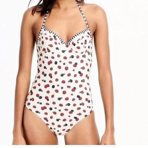 J. Crew Berry Print Halter One Piece Swimsuit   Sz 4 NEW